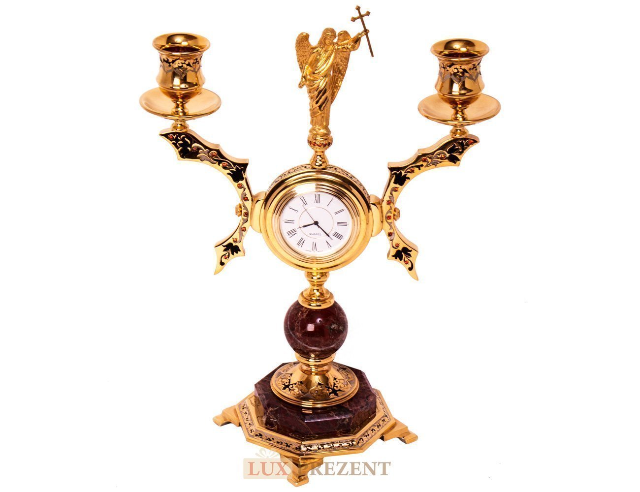 Часы с канделябрами Ангел Златоуст