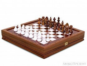 Шахматы Европейские красный оникс, мрамор
