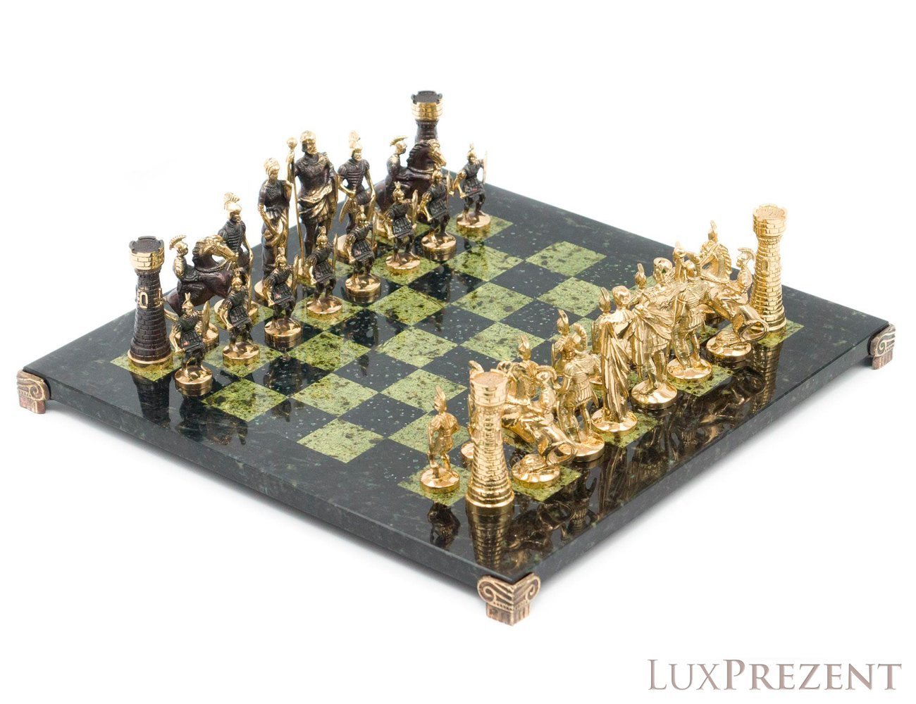 Шахматы "Римские" бронза змеевик
