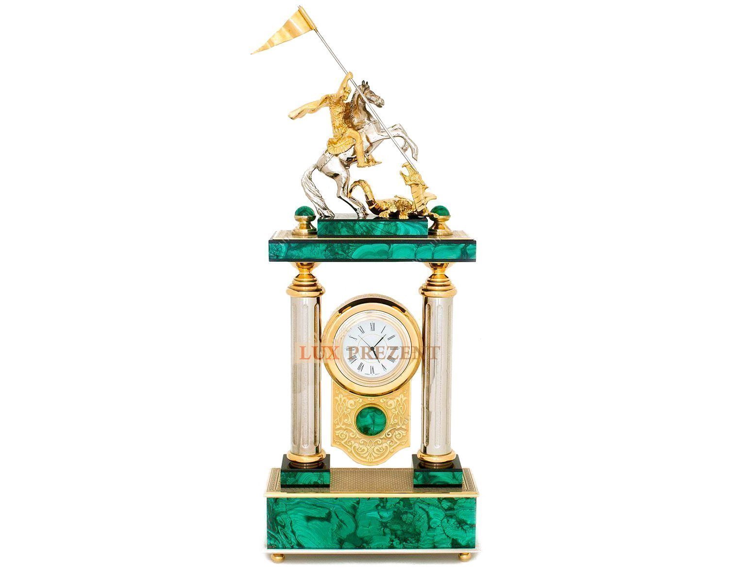 Златоустовские часы Георгий Победоносец малахит