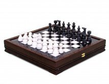 Шахматы "Европейские" мрамор-венге