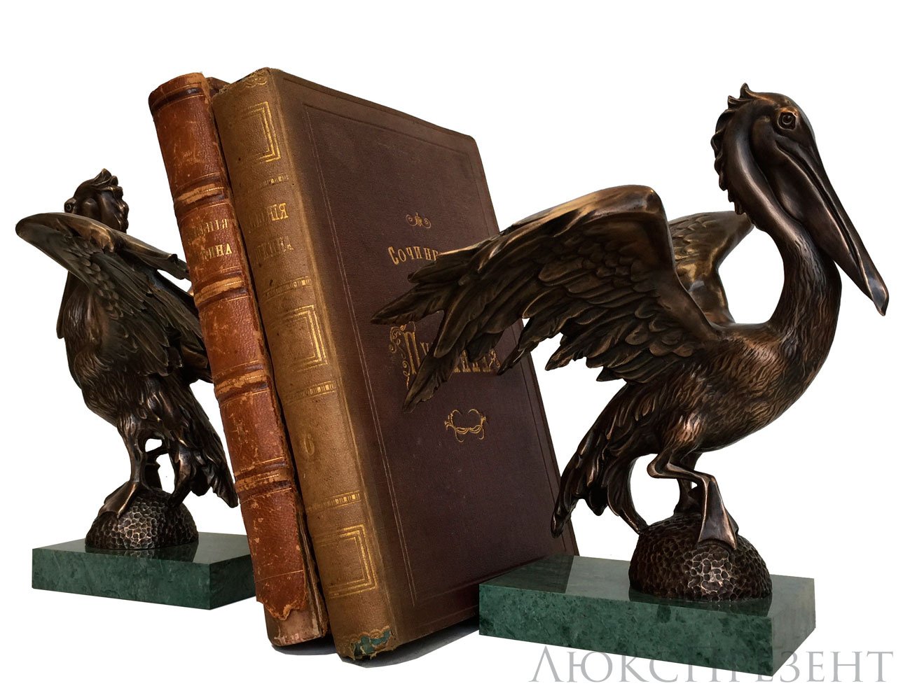 Упор для книг из бронзы "Пеликаны"