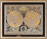 Гравюра на стали "Карта известного мира Жана Баптиста Нолина"