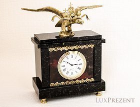 Часы Двуглавый орел яшма
