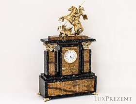 Часы из камня и бронзы Георгий Победоносец